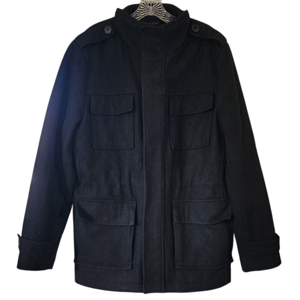 Calvin Klein Men's Four Pocket Peacoat Jacket Zipper and Snaps